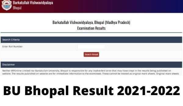 BU Bhopal Result 2021-2022